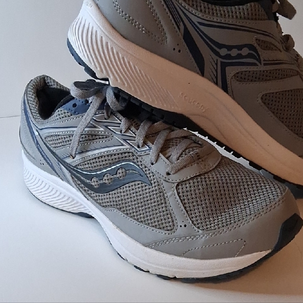 Saucony Men's Cohesion 14 Trail running Shoes Gray and Navy S20629-4